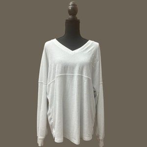 VS White Terry Varsity Long Sleeve Lounge Tee